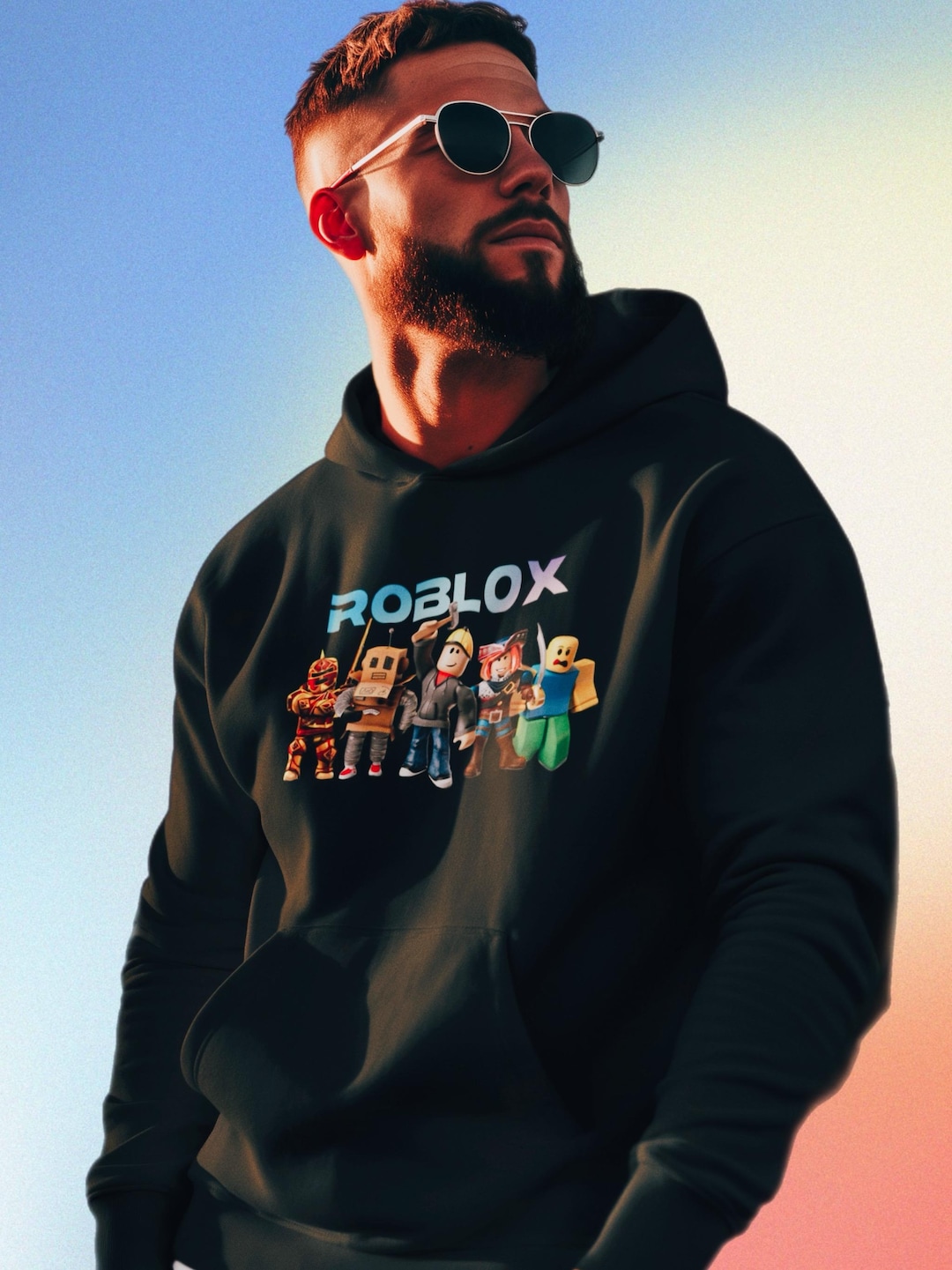 Men S Roblox Hoodie Gamer Sweatshirt Gift For Roblox Lover Etsy Il Fu0t 