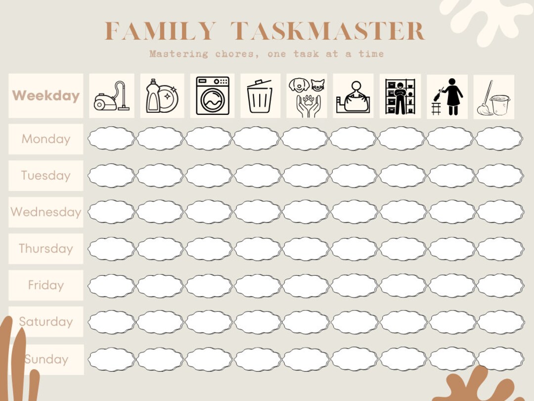 Family Chore Chart Printable Weekly & Monthly Task Organizer PDF - Etsy