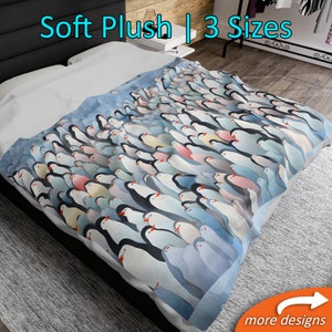 Penguin Blanket Throw Gift, Animal Bedding Family Décor, Cute Couch Snuggle Plush Blanket, Warm Home Accessory