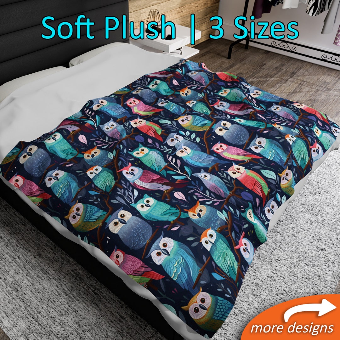 Owl Blanket Throw Gift, Animal Bedding Family Décor, Cute Couch Snuggle