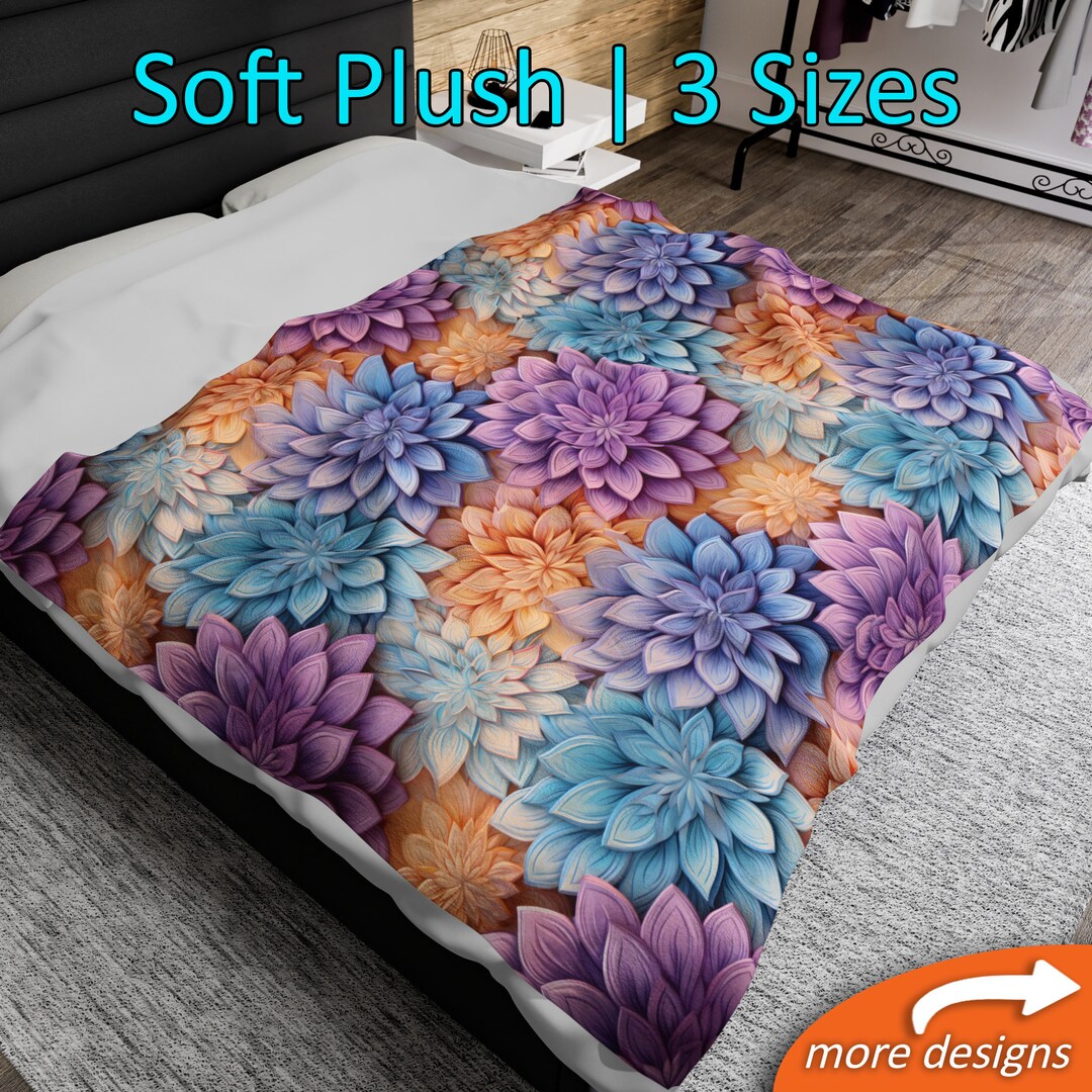 Flower Blanket Throw Gift, Nature Plant Bedding Family Décor, Colorful