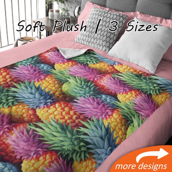 Tropical Flower Hawaiian Pineapple Print Blanket