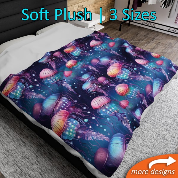 Jellyfish Blanket Throw Gift, Animal Bedding Family Décor, Colorful Couch Snuggle Plush Blanket, Warm Home Accessory