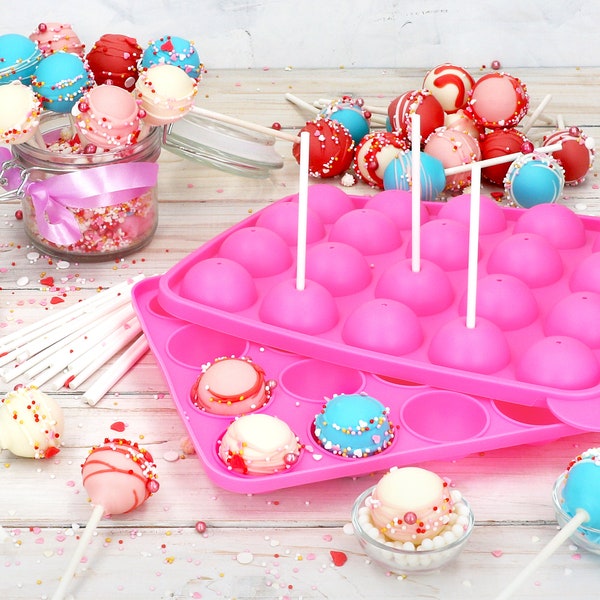 Silikonform für Cake Pops inkl. 20 Stiele