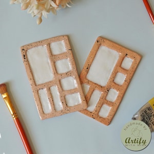 Mini paleta de arcilla hecha a mano, paleta portátil de arcilla de secado al aire, paleta de acuarela, regalos para pintores, paleta acrílica