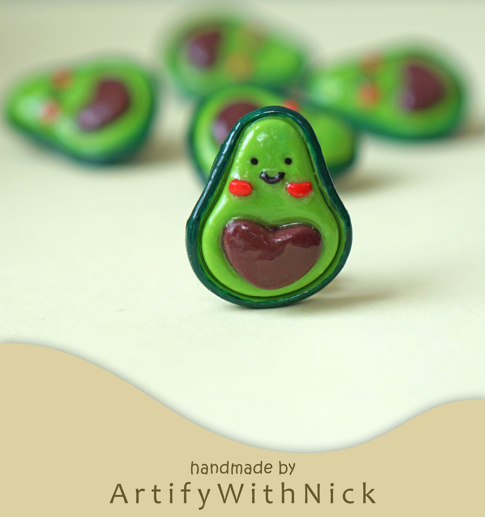Handmade Avocado Clay Pin, Polymer Clay Pin, Cute Avocado Pin, Handmade ...