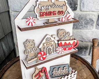 Gingerbread tiered tray decor