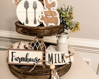 Farmhouse tier tray set