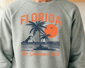 Florida sweatshirt, retro sunset, moving to florida, retro sweatshirt, summer sweatshirt, seashell sweatshirt, beachy sweatshirt summer gift