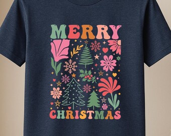 Floral merry christmas shirt, floral shirt, merry shirt, christmas floral, merry christmas, boho floral shirt, watercolor floral, christmas