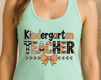 Kindergarten teacher tank top shirt, dream team shirt, back to school shirt, halloween retro fall shirt, appreciation gift, music teacher