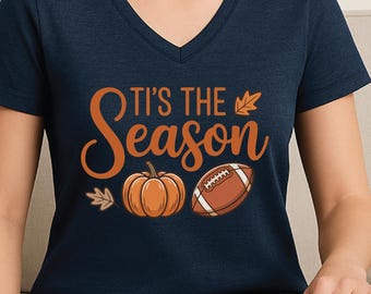 Tis is the season V-Neck shirt, tis the season tee, retro fall, tis the season shirt, sport shirt, college football, spooky season shirt