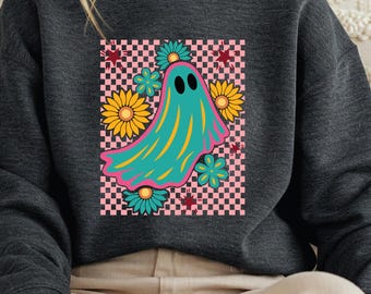 Ghost halloween sweatshirt, halloween kids shirt, halloween clothes, halloween witches, haunted house, spooky season top, retro sweatshirt