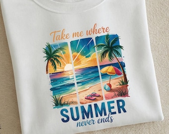 Summer Beach Sweatshirt, Tropical Palm Tree Graphic, Trendy Travel Shirt