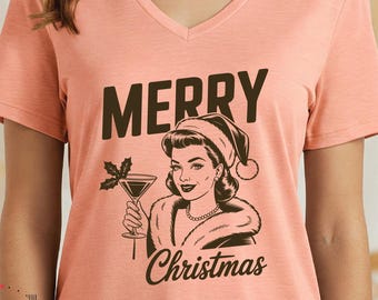 Merry Christmas V-neck tee, Xmas tee, funny Christmas crewneck