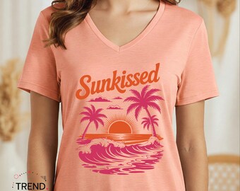Sunkissed Palm Tree Graphic Tee, Summer Vacation Shirt