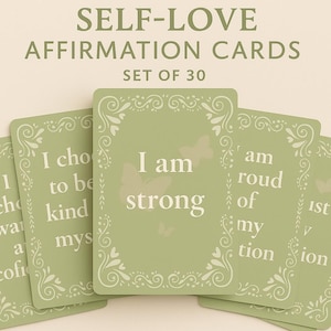 Self Love Affirmation Cards Printable Set Pastel Positive Quotes Deck for Women Girls Self Care Mindfulness Gift for Her Digital Download