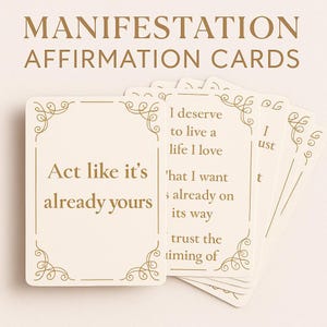 30 citations imprimables sur l'état d'esprit Manifestation Affirmation Cards PDF JPEG Digital Self Care Motivation Deck Téléchargement instantané