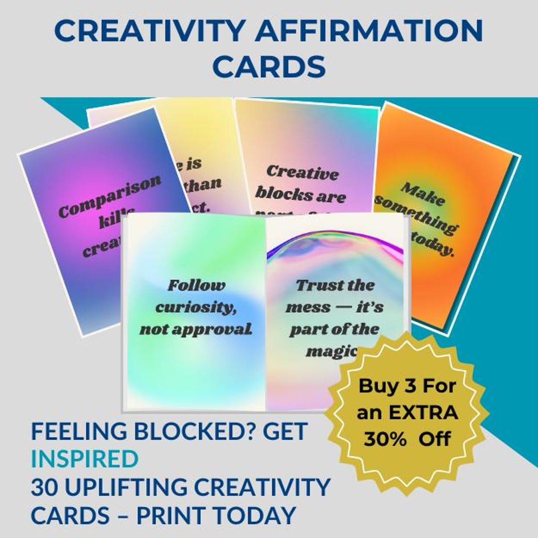 Creativity Affirmation Cards Printable Digital Deck for Creative ...