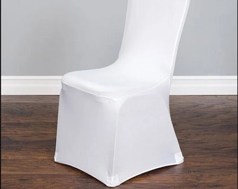 WHITE - Spandex Chair Cover | Fits Banquet chairs | Wedding party Banquet Baby shower decor Restaurant Event Decor Part Hotel