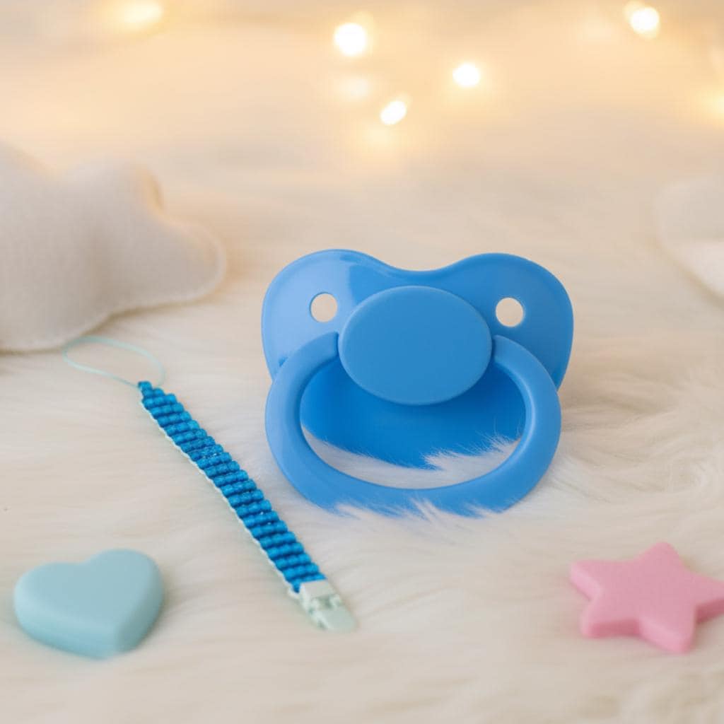 Adult Pacifier & Clip — soothing oral comfort - Agere Gear. Sensory details: Secure Handmade Clip, Proper Adult Teat Size, 100% Discreet Packaging.
