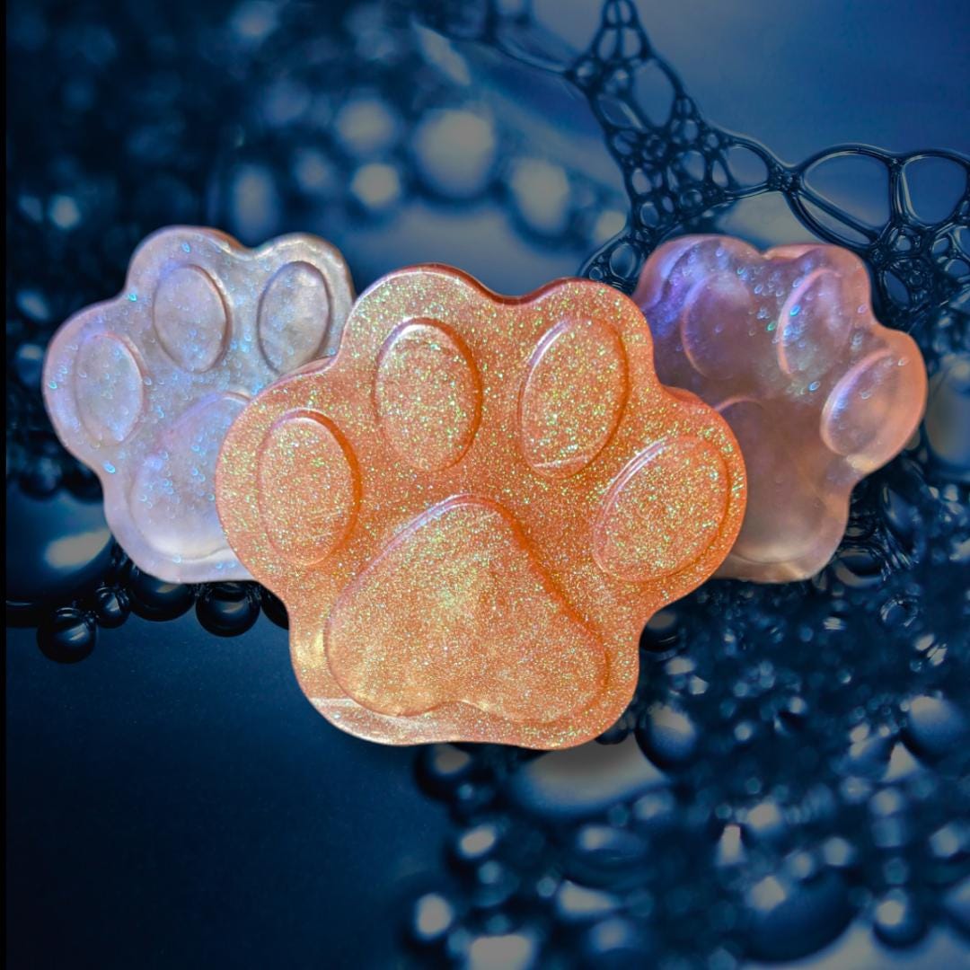 Moisturizing Paw Print Soap: Gentle Sudsy Hand Soap - 3 Pack - Bath & Body. Sensory details: Glycerin & Coconut Oil, Super Sudsy Lather, Gentle on Skin.