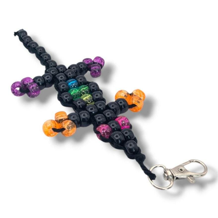 Lizard Fidget — playful pocket companion - Keychains. Sensory details: Handmade Kandi Style, 6" Keychain Size, Colorful & Playful.