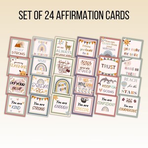 Carte di affermazione digitale per bambini, Carte di affermazione quotidiana per bambini stampabili, Carte di affermazione in classe
