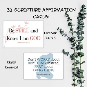 Bible Verse Scripture Affirmation Cards, Gods Word, Encouragement, Inspirational, Printable, Instant Download