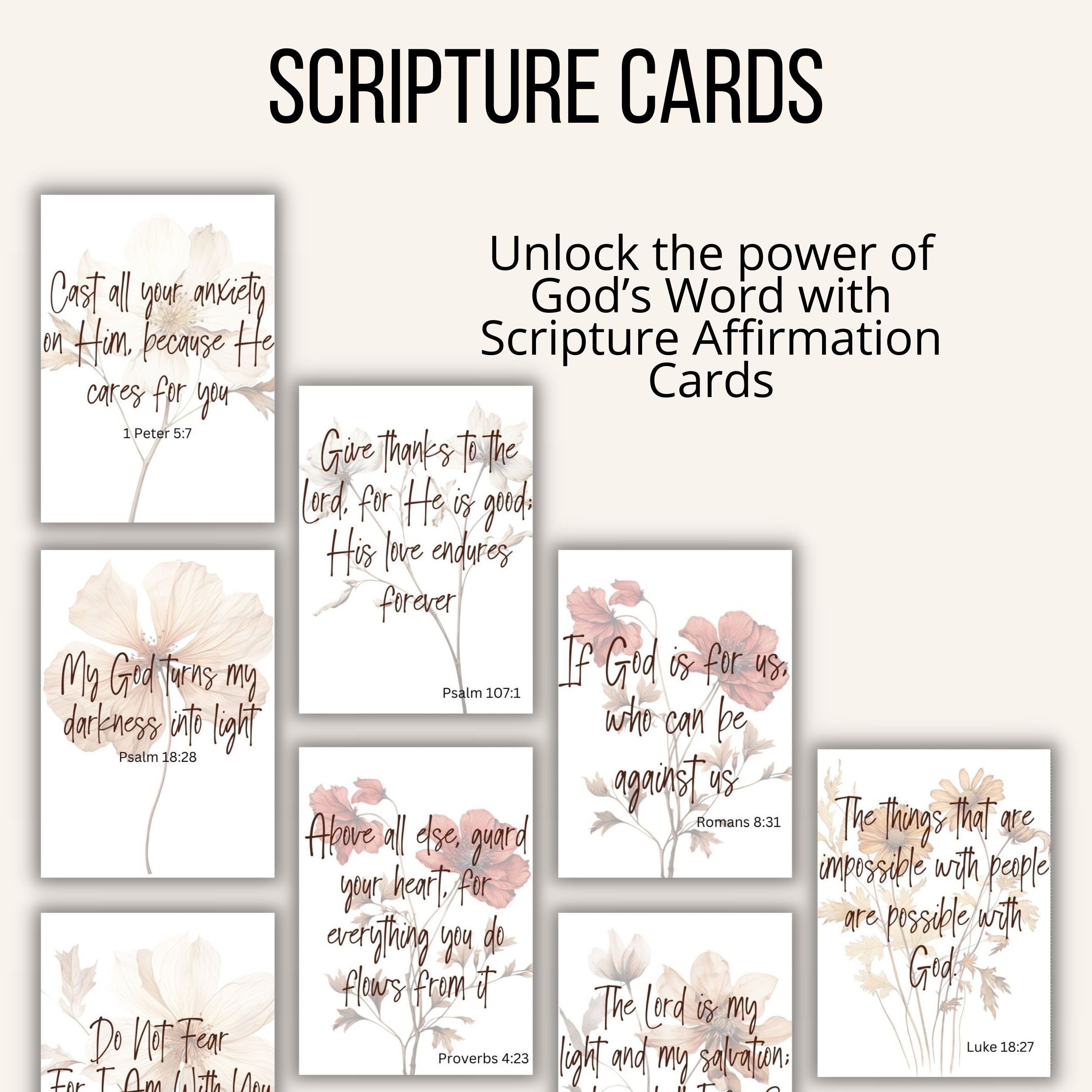 Scripture Affirmation Cards, Instant Download, Printable, Bible Verses ...