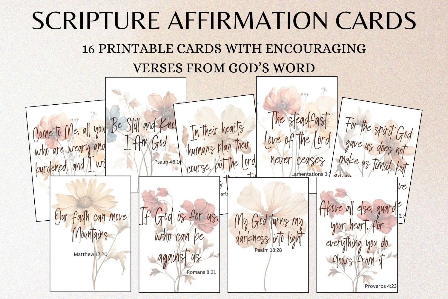 Scripture Affirmation Cards, Instant Download, Printable, Bible Verses ...