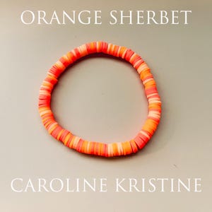 Handmade Clay Beaded Bracelet, Clay Bead Bracelets, Orange Sherbet Beaded Bracelet, Custom Clay Bead Jewelry, One of a Kind Bead Bracelets