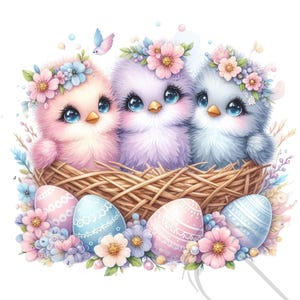 Joyeuses Pâques, poussin de Pâques PNG, Clipart Pastel, lot de 15 Transparent pour usage Commercial