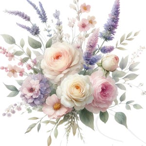 Floral Clipart, Spring Floral ClipArt,  Watercolor floral  - Watercolor flowers PNG - Spring flowers - Set of 24 Transparent