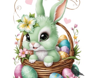 happy easter, Easter Bunny Clipart Set of 28, Transparent Background  Commercial Use