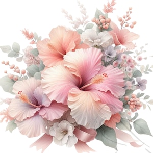Clipart floreali, Clipart floreali PNG, / Grafica floreale elegante / Elementi di arte e design stampabili per la creazione di set trasparenti da 16