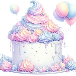 誕生日ケーキ、誕生日スイーツ、高解像度透明、32個セット、お子様の招待状に最適