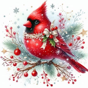 Ensemble de 40 cliparts de Noël, cardinal oiseau PNG, clipart vacances, avec arrière-plan