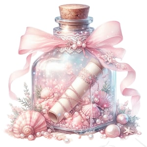 Clipart sirène - sous la mer - Message dans une bouteille Png - téléchargement immédiat - clipart pour enfants - ensemble de 17 arrière-plans transparents