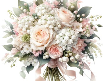 Floral Clipart PNG: Elegant Transparent Graphics, Printable Art (Set of 16)