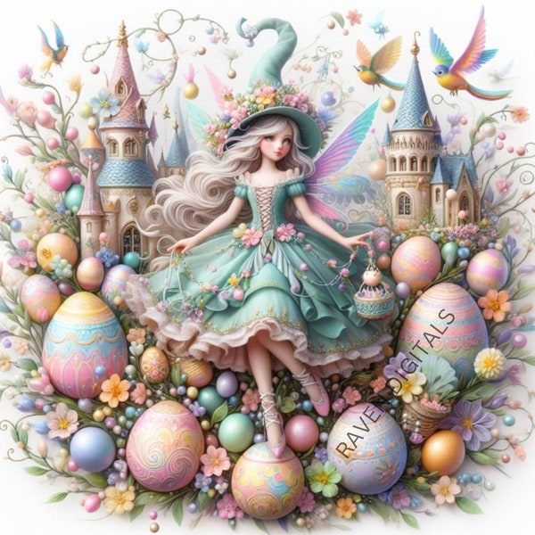 Watercolor Easter PNG Easter Fairy, Easter Clipart, Fantasy Art, Transparent background, Commercial use