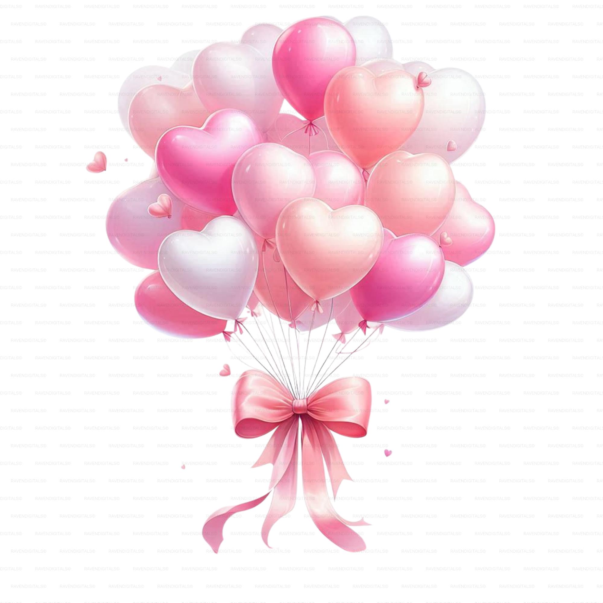 Watercolor Valentine Heart Balloons PNG Clipart (digital Download) Set ...