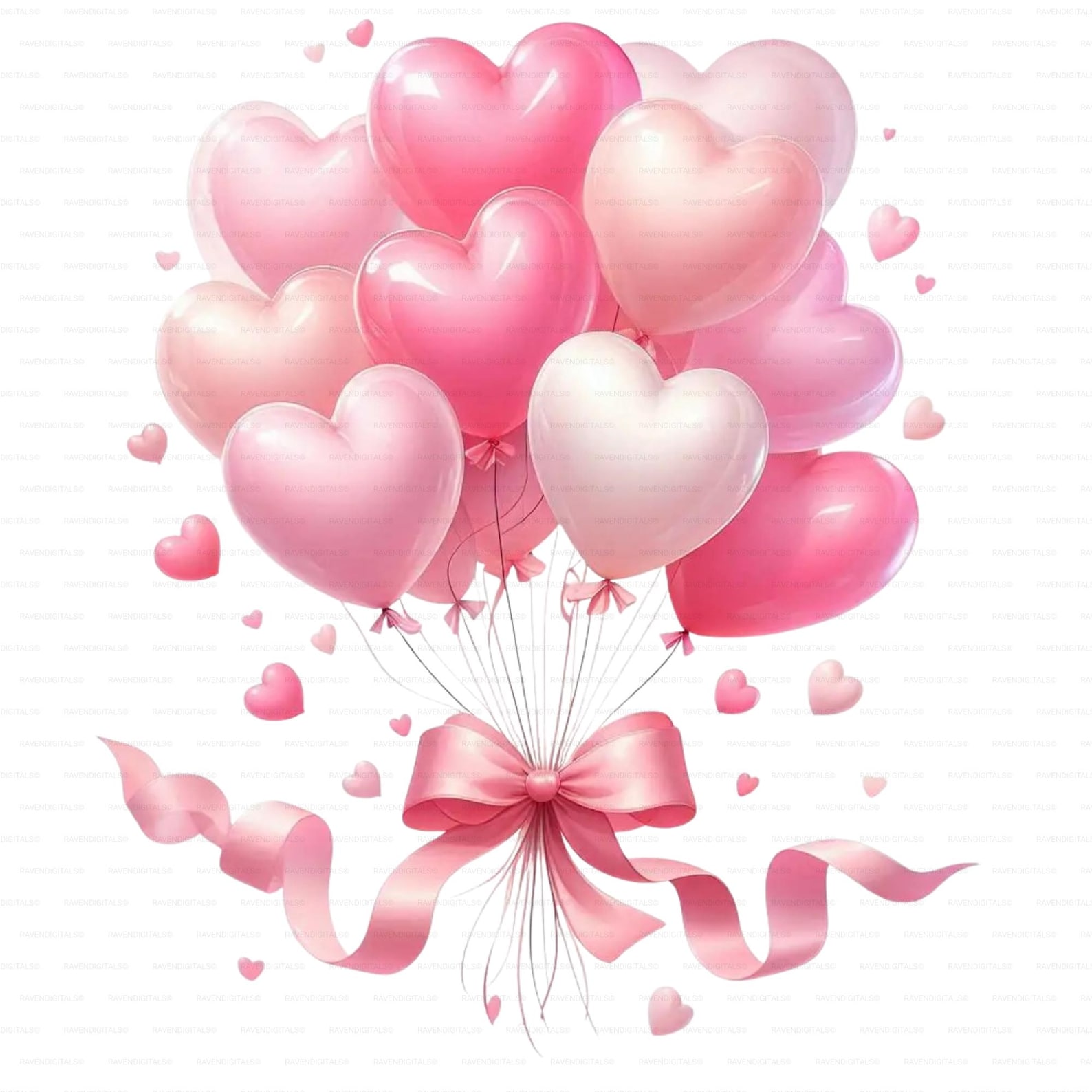 Watercolor Valentine Heart Balloons PNG Clipart (digital Download) Set ...