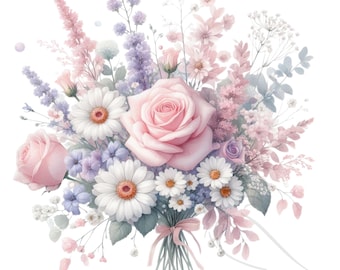 Floral Clipart, Spring Floral ClipArt,  Watercolor floral  - Watercolor flowers PNG - Spring flowers - Set of 19, Transparent