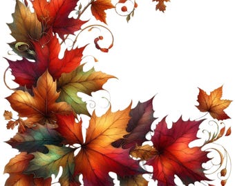 Fall Leaves Clipart Set, Autumn PNG Images (Digital Download)