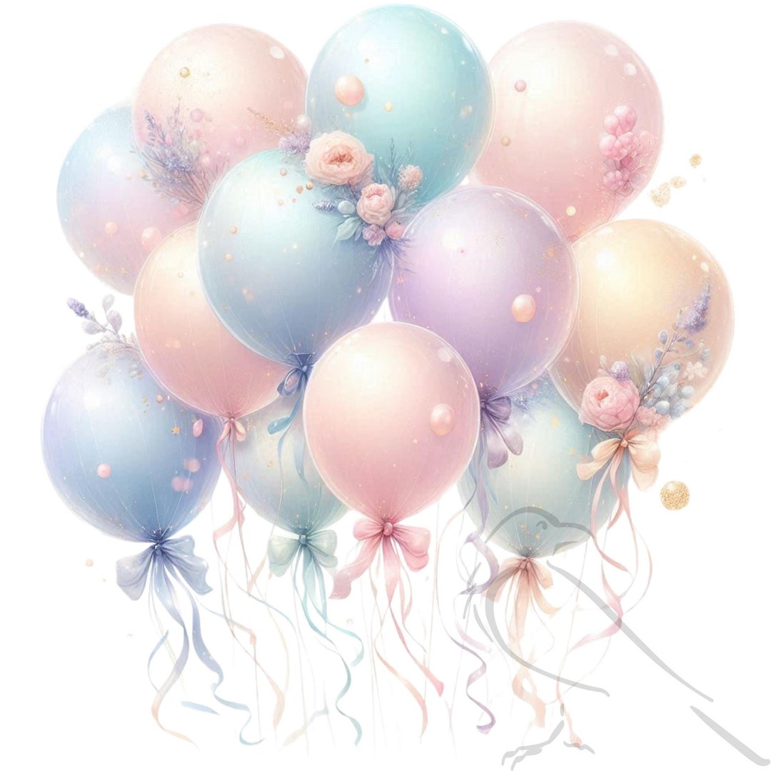 Pastel Balloons PNG: Birthday Party Clipart (digital Download) - Etsy