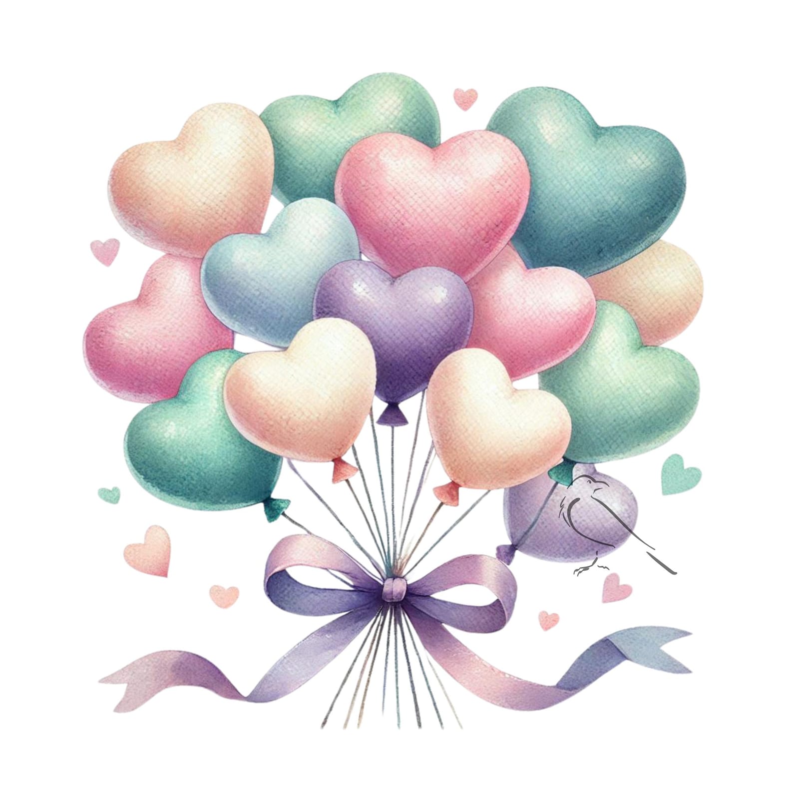 Watercolor Heart Balloons Clipart: Pastel PNG Set (digital Download) - Etsy