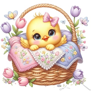 Set di 14 PNG con pulcini di Pasqua / Grafica trasparente per uso commerciale per lavoretti e celebrazioni primaverili
