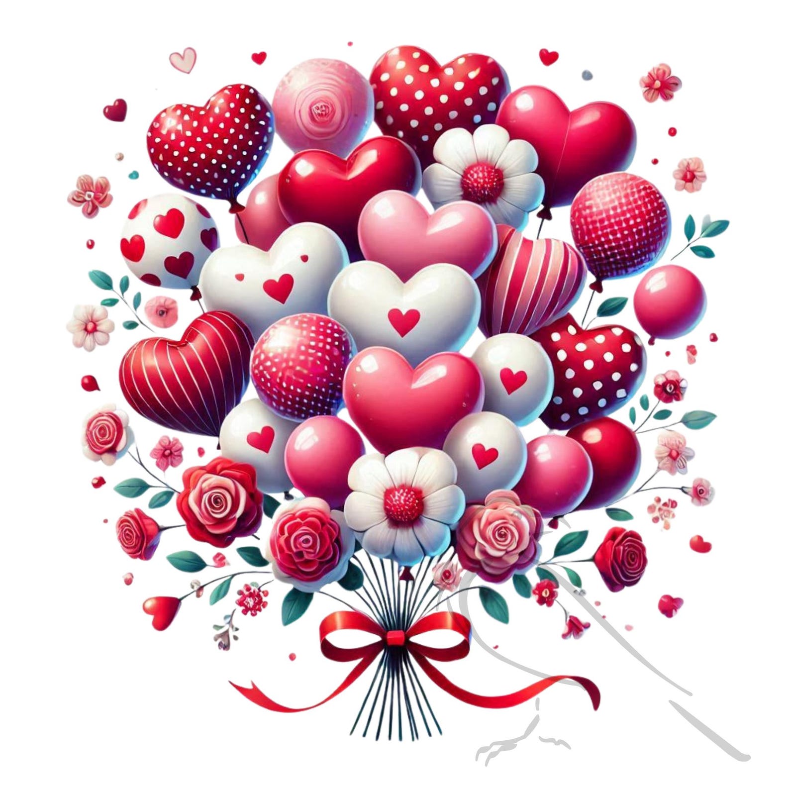 Watercolor Valentine Heart Balloons PNG Clipart (digital Download) - Etsy