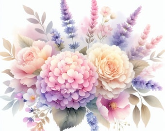 Watercolor Spring Floral Clipart: Transparent PNG Flowers (Set of 23) (Digital Download)